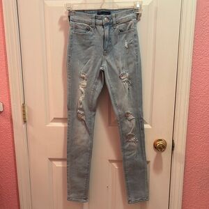 Aeropostale Blue Skinny Jeans with Distressed Details